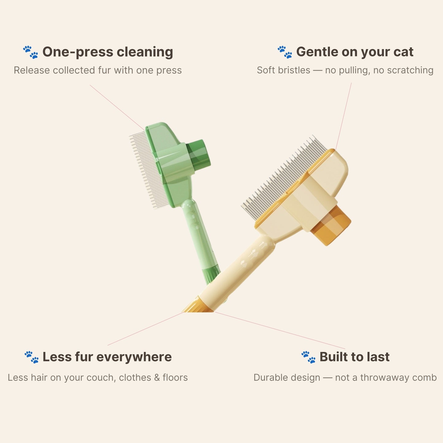 MochiCat OnePress™ Self-Cleaning Fur Brush