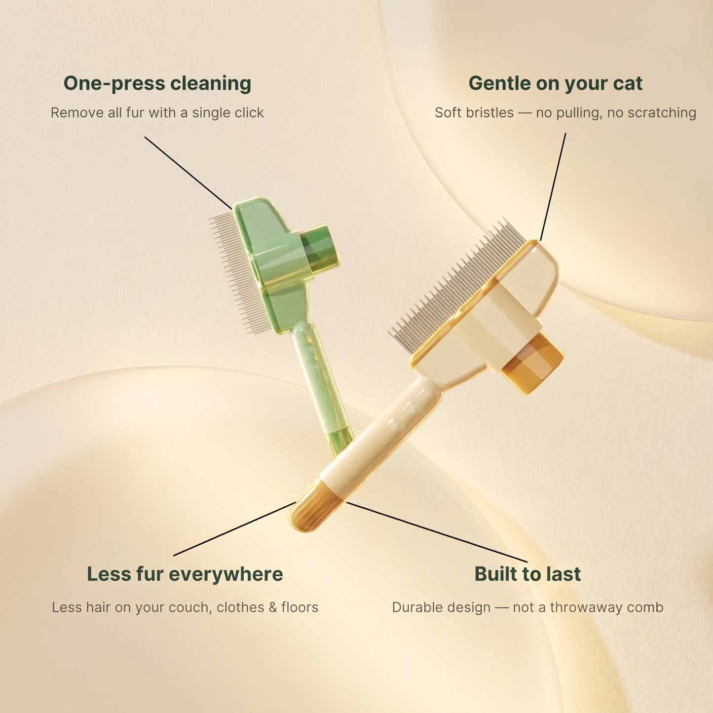 MochiCat OnePress™ Self-Cleaning Fur Brush